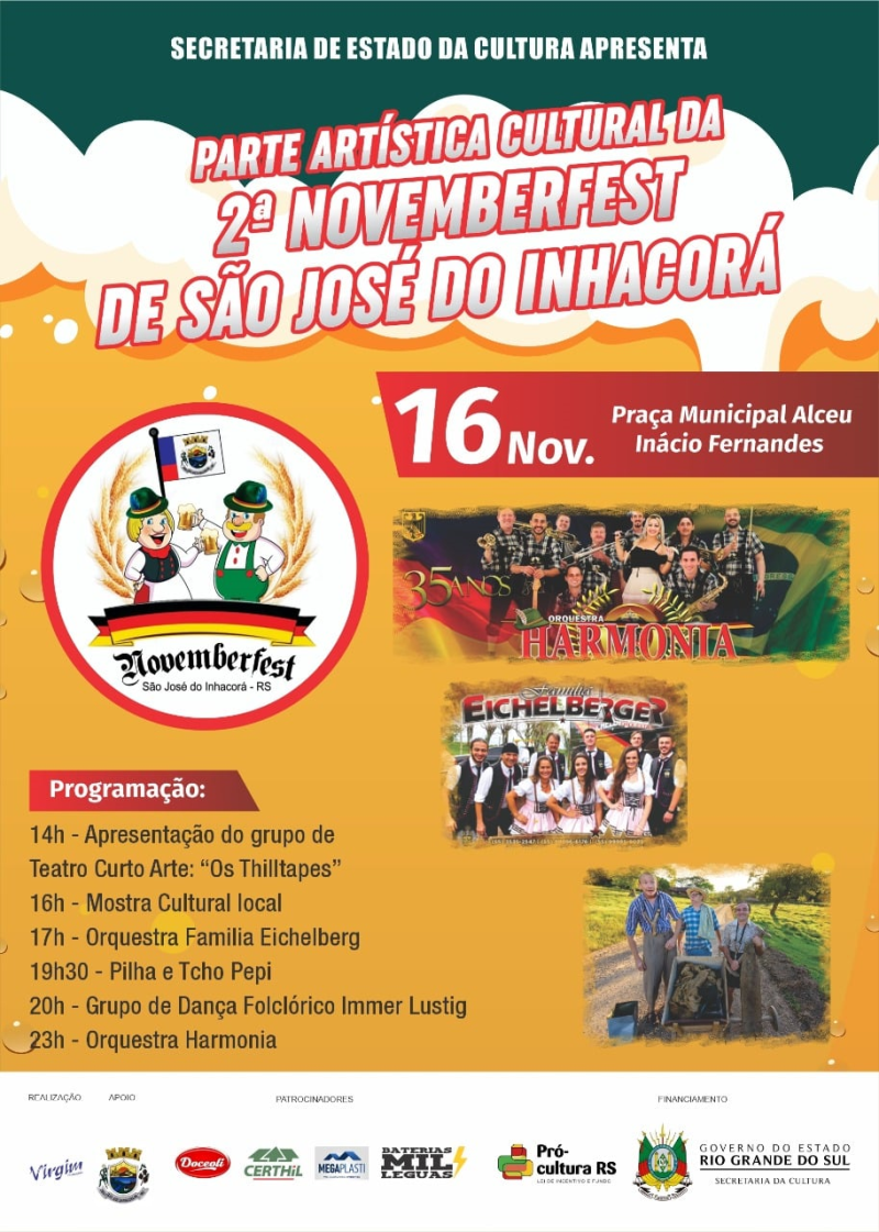 II NOVEMBERFEST |DIA 16/11/2019 | NA PRAÇA MUNICIPAL ALCEU FERNANDES.